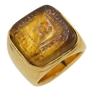 Chanel Coco Mark Logo Colored Stone Square Ring No 12